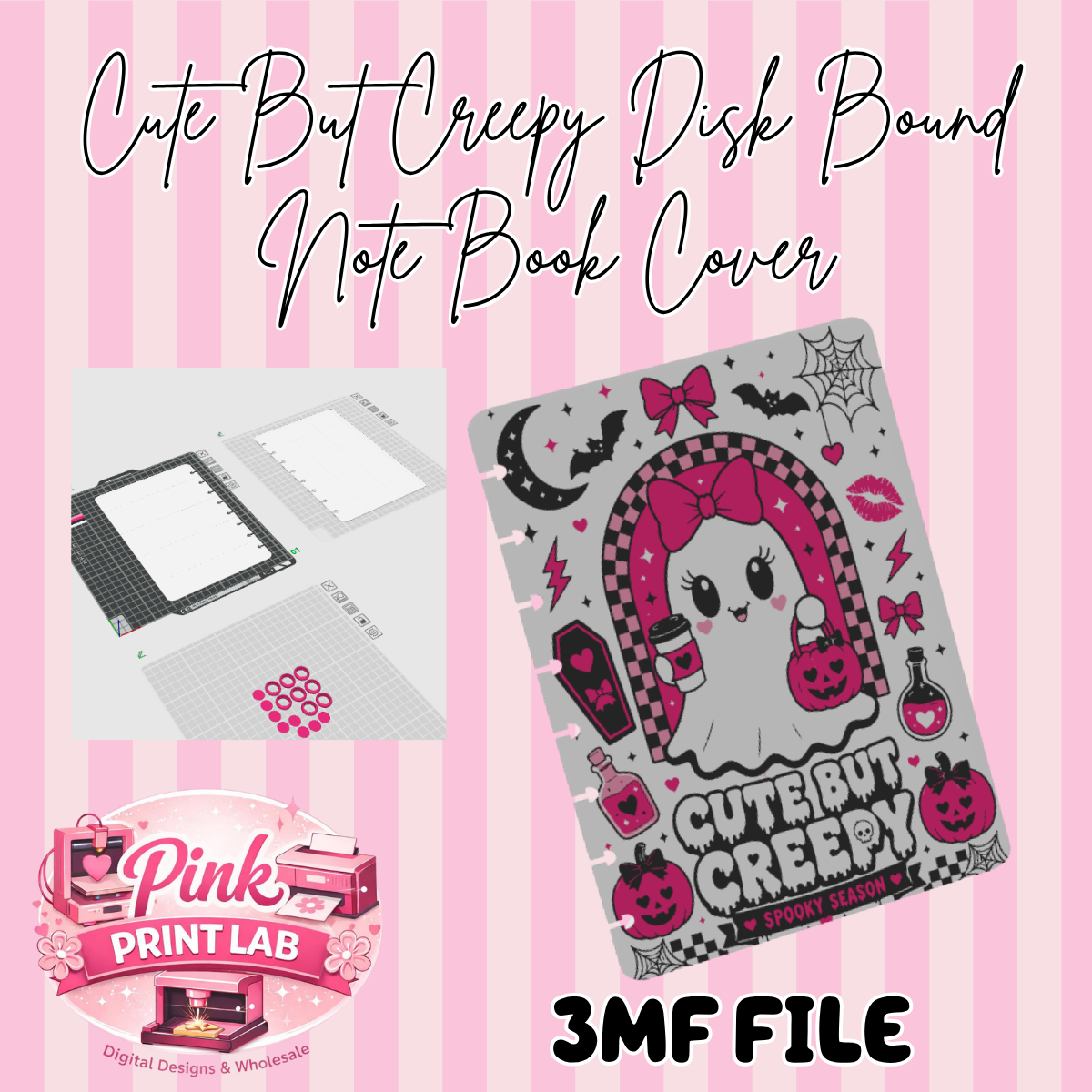 Cute But Creepy Disk bound Notebook Cover {DIGITAL FILE}