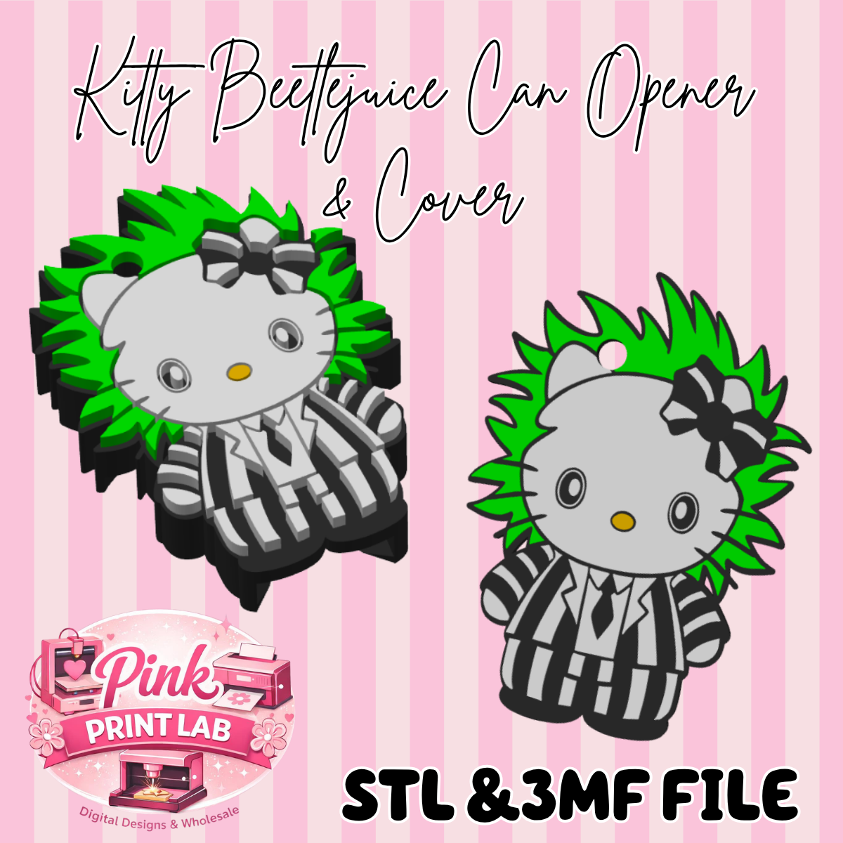 Beetlejuice Kitty Can Opener stl & 3mf Files (DIGITAL FILE)