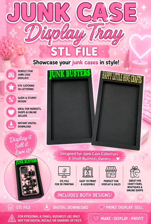 Junk Phone Case/ Sublimation Phone Case Display Tray (STL FILE ONLY)