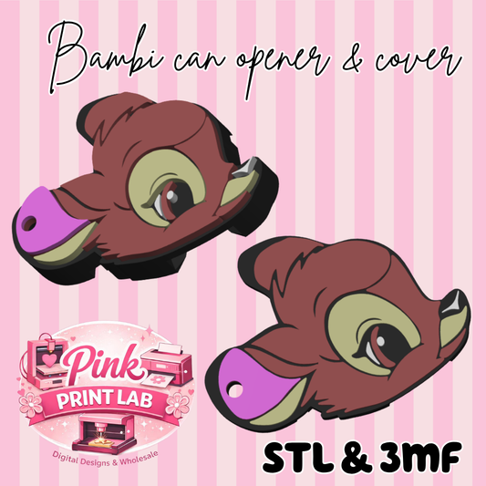 Deer Can Opener & Cover ( 5 colours it has a pause to swap out your black for the pink)