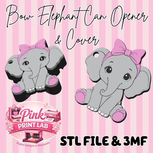 Bow Elephant Can Opener & Cover (STL & 3MF)
