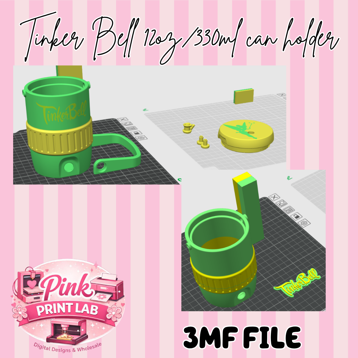 Tink 12oz/330ml Can Holder, Can Opener & Stanley Straw Topper Files