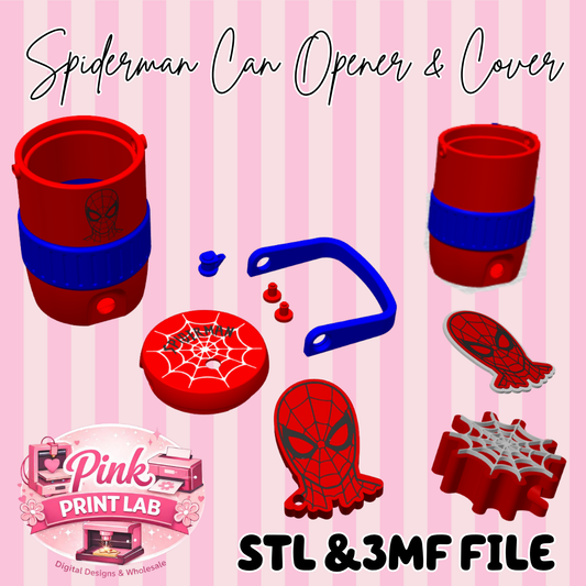 Spidey 12oz/330ml Can Holder, Can Opener & Stanley Straw Topper Files