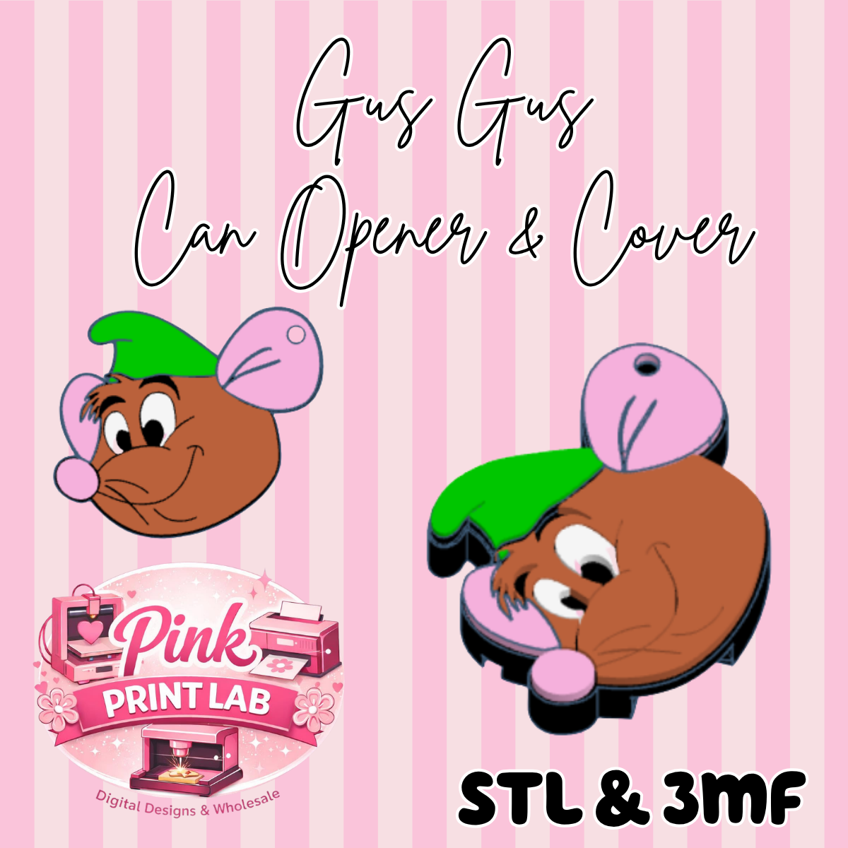 Gus Gus Can opener/cover stl & 3mf file