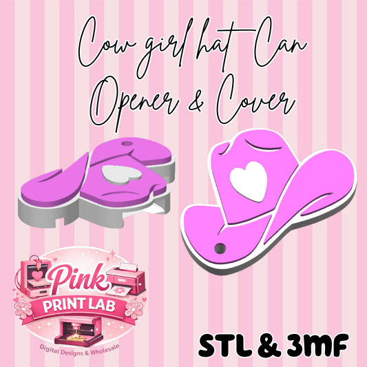 Heart Cow Boy Hat Can opener/cover Stl & 3mf