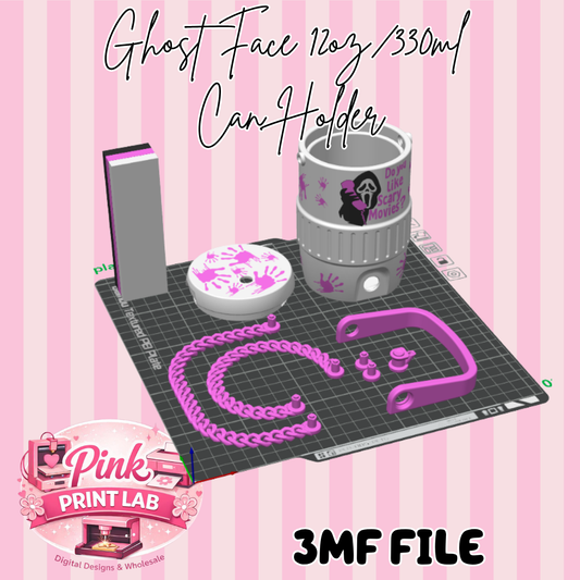 Ghost Face 12oz/330ml Can Holder PLEASE READ DISCRIPTION FOR PRINT TIME BEFORE PURCHASING (DIGITAL FILE)