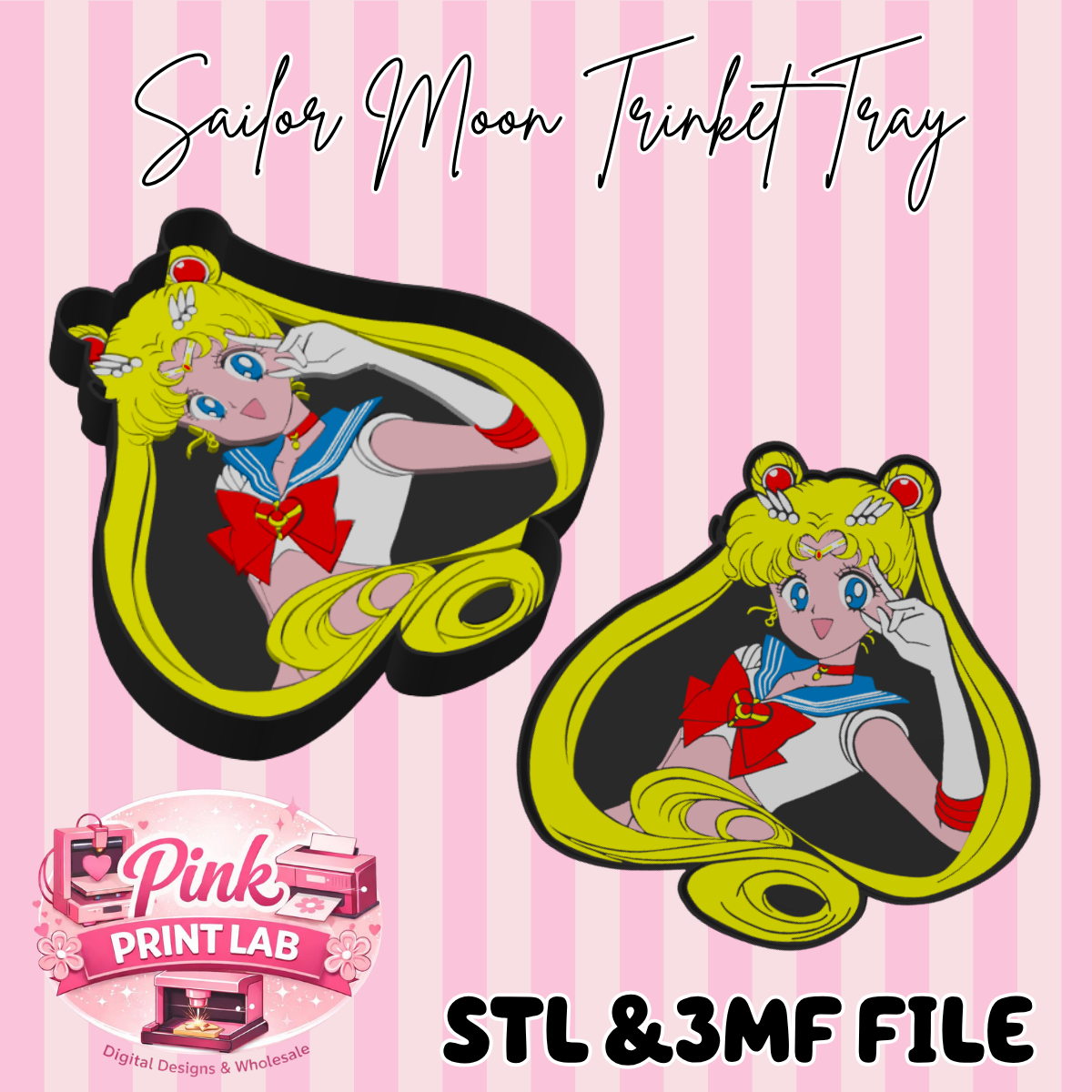 Sailor Moon Trinket Tray Stl & 3mf (DIGITAL FILE)
