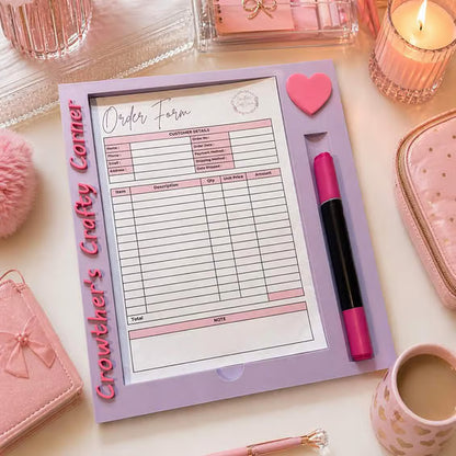 Blank & also with heart a5 Sticky notepad/order book & pen holder Stl 3d Print file
