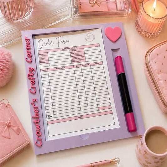 Blank & also with heart a5 Sticky notepad/order book & pen holder Stl 3d Print file